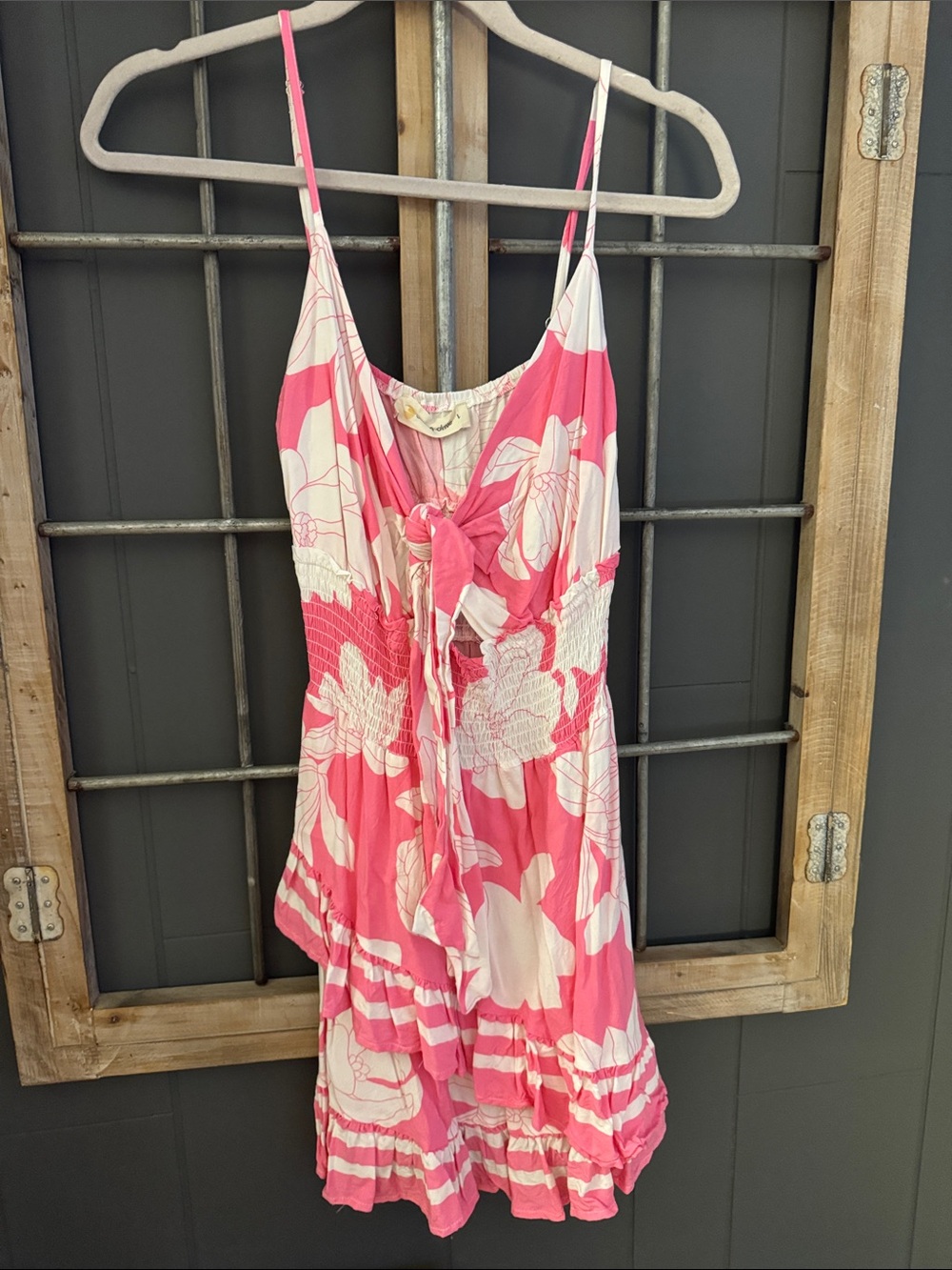 Ocean Drive Pink and White Floral Tie-Front Sundress